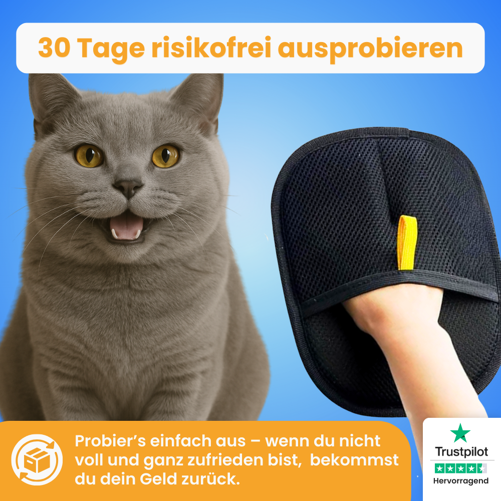 Pfoties Fellwischer entfernt zuverlässig Tierhaare von Kleidung, Sofa, Teppichen und Autositzen – wiederverwendbar, waschbar und nachhaltig.