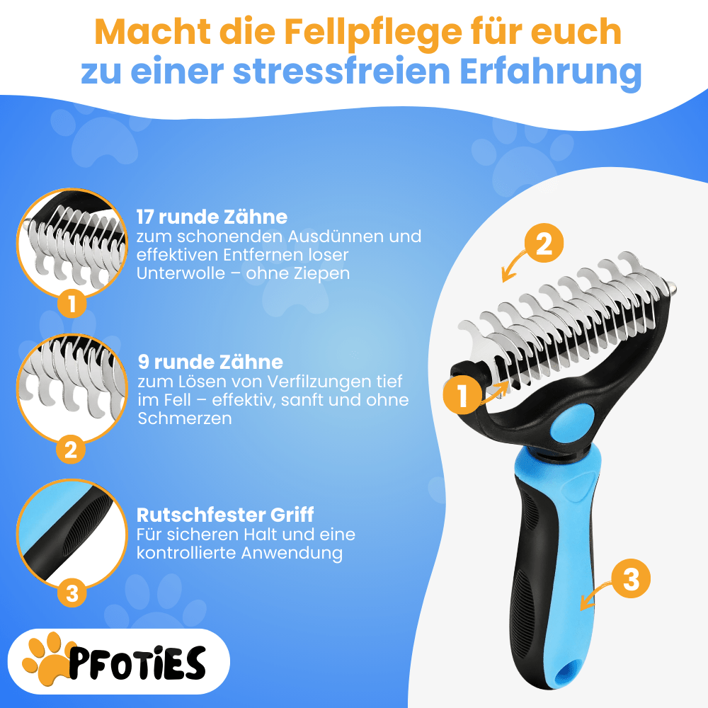 Fellbürste für Hunde & Katzen Pfoties™