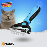 Fellzauber-Bürste von Pfoties – entfernt lose Unterwolle und Verfilzungen sanft und effektiv. Geeignet für Hunde und Katzen, sorgt für gepflegtes, gesundes Fell ohne Ziepen.