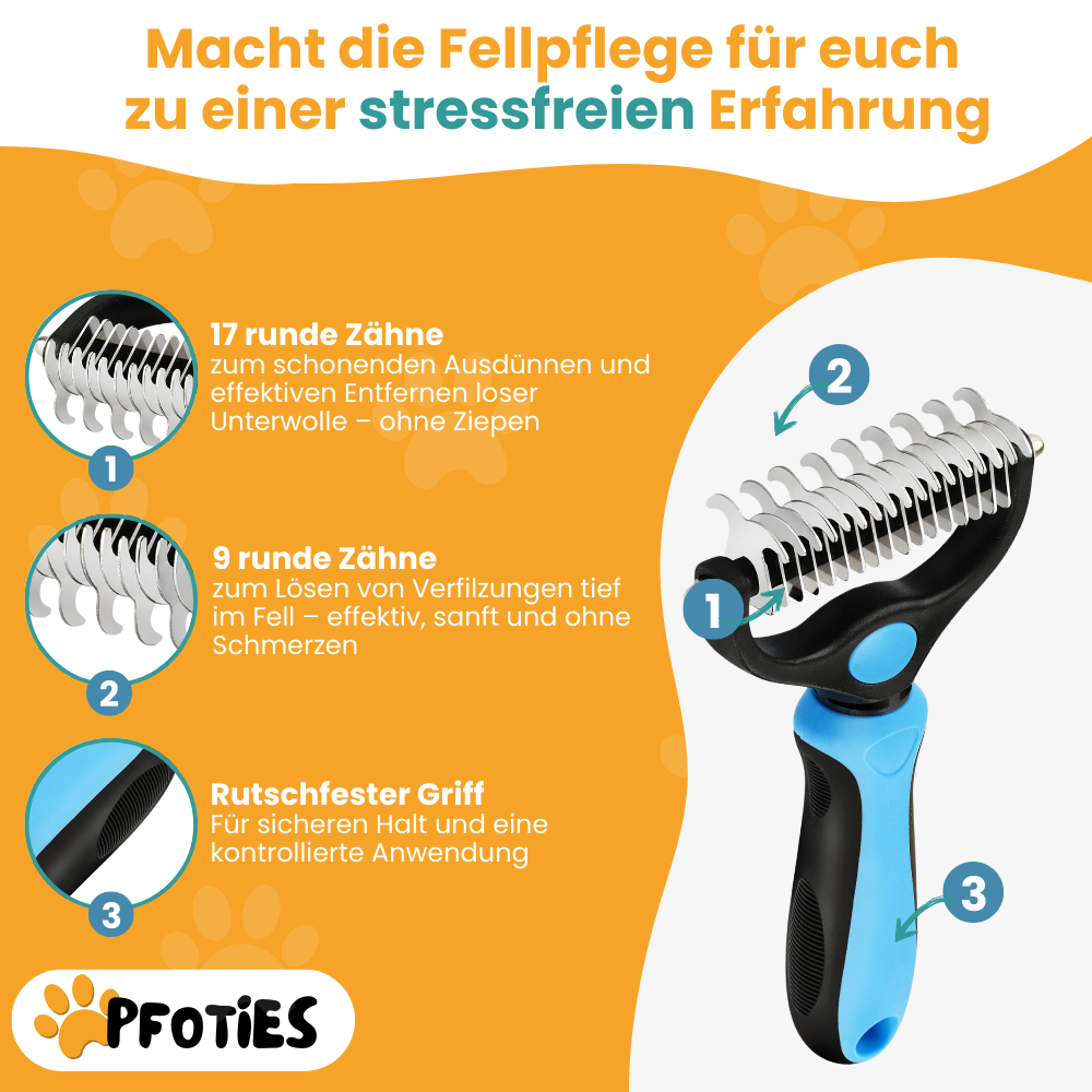 Fellbürste für Hunde & Katzen | Pfoties™