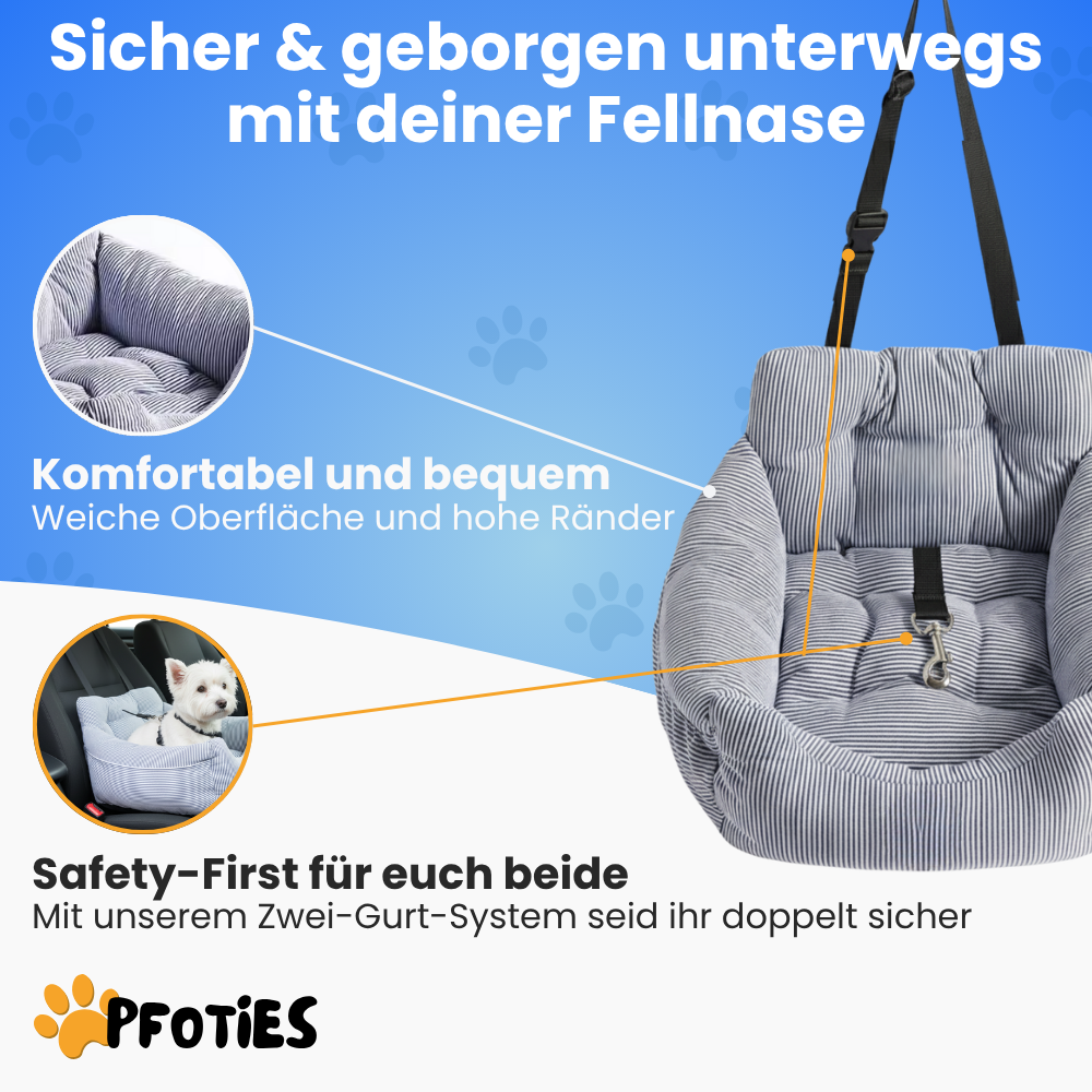ReiseNest - Premium Hunde Autositz inkl. Sicherheitsgurt