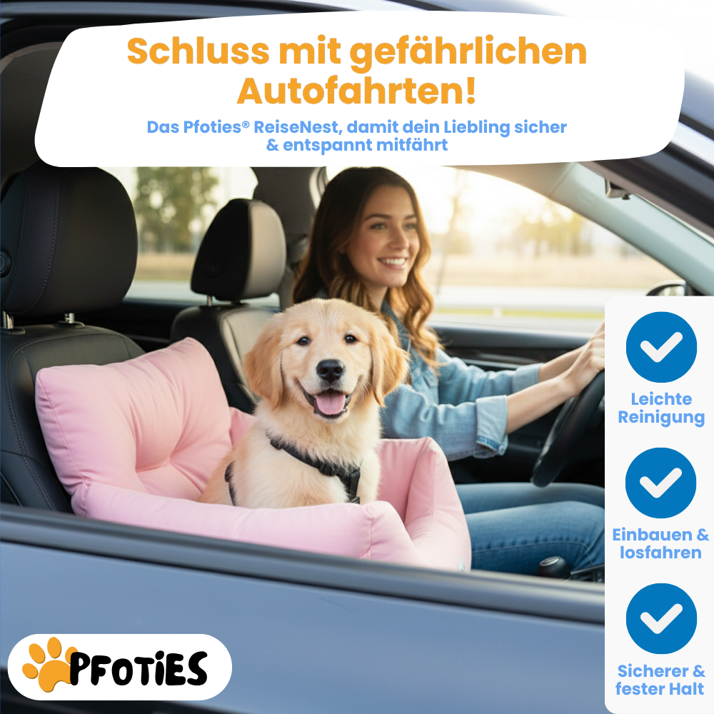 ReiseNest - Premium Hunde Autositz inkl. Sicherheitsgurt