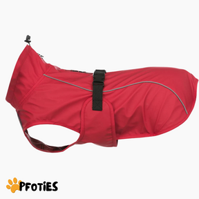 Der Pfoties® RegenHeld – wasserabweisender Hundemantel mit reflektierenden Streifen, elastischen Schlaufen und verstellbarem Kordelzug. Bietet Schutz bei Regen & Wind und sorgt für Komfort und Sicherheit auf jedem Spaziergang.