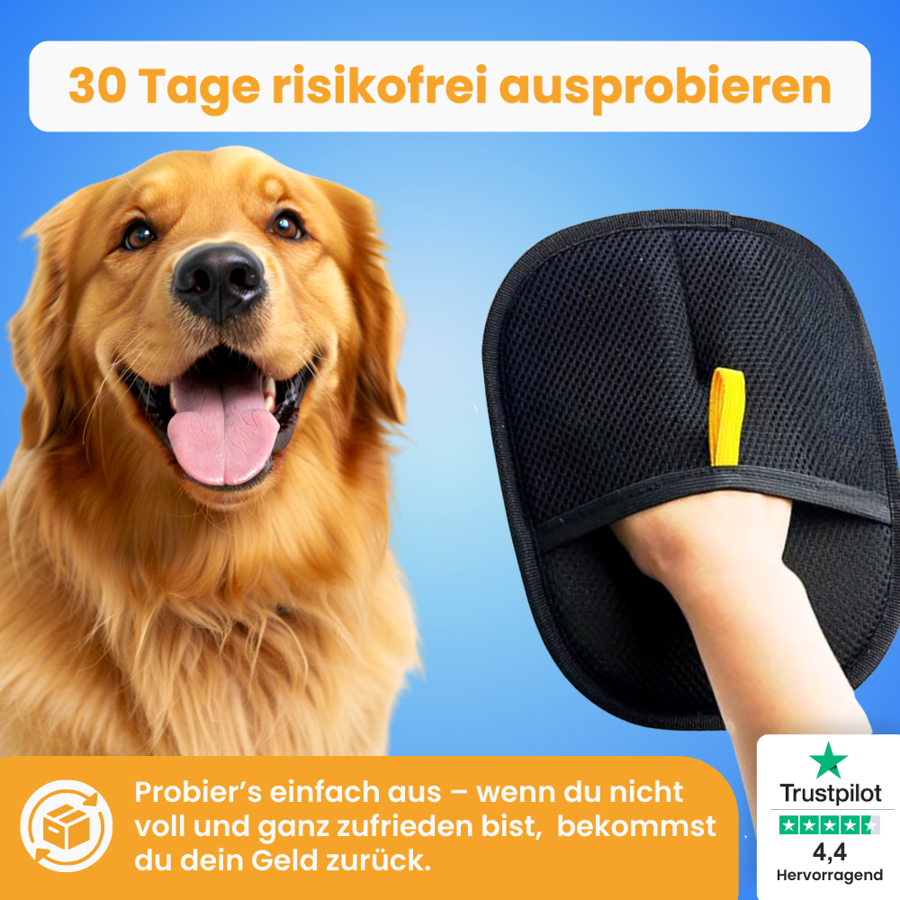 Pfoties Fellwischer entfernt zuverlässig Tierhaare von Kleidung, Sofa, Teppichen und Autositzen – wiederverwendbar, waschbar und nachhaltig.