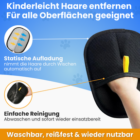 Pfoties Fellwischer entfernt zuverlässig Tierhaare von Kleidung, Sofa, Teppichen und Autositzen – wiederverwendbar, waschbar und nachhaltig.