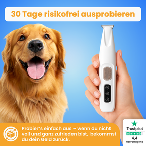 4in1 PfotenTrimmer von Pfoties – sicherer Trimmer mit runder Sicherheitsklinge für präzise Pflege. Ideal für empfindliche Körperstellen bei Hunden und Katzen, sanft & ohne Ziepen.